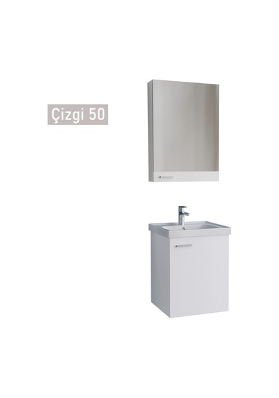 Çizgi 50 Cm Beyaz Mdf Banyo Dolabı Beyaz Çizgi 50 Cm Beyaz Mdf Banyo Dolabı Beyaz