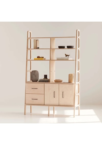 Woodesk Violet, Ahşap Kitaplık Ve Raf Ünitesi, Natural Renk