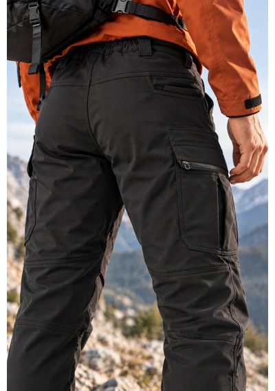 Dechers Erkek Kışlık Softshell İçi Polarlı Rüzgar, Soğuk & Su Geçirmez Taktik Pantolon - E232 Siyah
