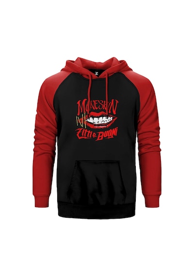 Maneskin Zitti E Buoni Kırmızı Renk Reglan Kol Kapşonlu Sweatshirt Kırmızı