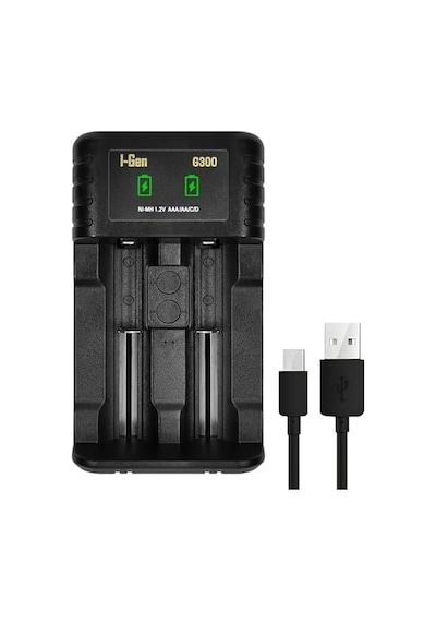 I-gen Batteries G300 Akıllı Ni-mh Pil Şarj Cihazı, Type-c Girişli 2 Slot Hızlı Şarj Aleti, Aa / Aaa / C / D Şarjlı Pil Uyumlu