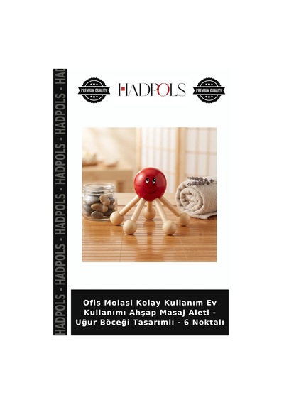 Ofis Molasi Kolay Kullanım Ev Kullanımı Ahşap Masaj Aleti - Uğur Böceği Tasarımlı - 6 Noktalı Açık Ahşap