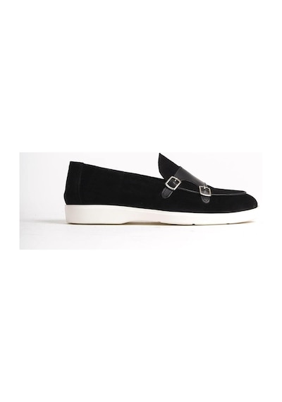Mubiano Hakiki Deri Mbkry105-s Erkek Toka Detay Siyah Loafer Siyah