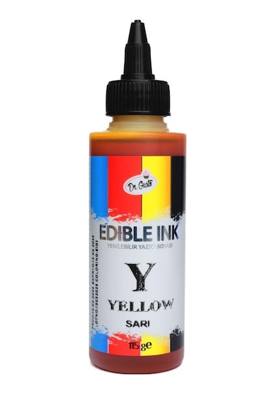 Yenilebilir Yazıcı Gıda Mürekkebi Sarı 115 Ml Pasta Baskı Ve Gıda Yazıcı Mürekkebi