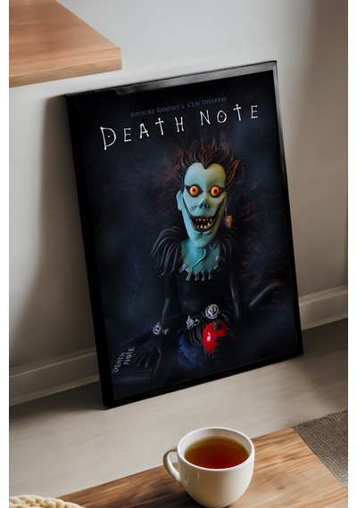 Death Note Siyah Ahşap Çerçeveli Poster, Anime Duvar Tablosu