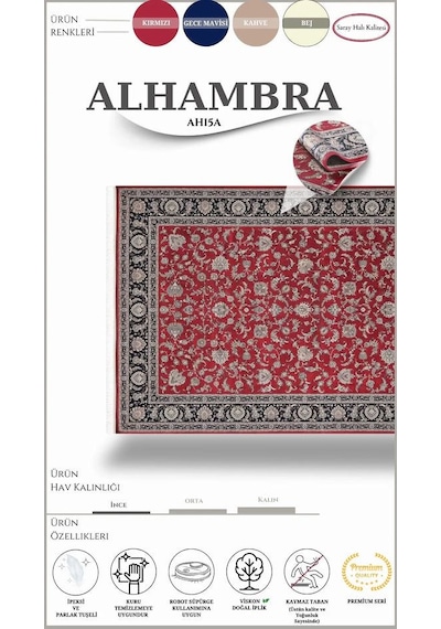 Saray Halı Alhambra Ah15a 120 Tarak Lüks Klasik Salon Halısı Özel Taban Dokulu Bordo - Kırmızı Saray Halı Alhambra Ah15a 120 Tarak Lüks Klasik Salon Halısı Özel Taban Dokulu Bordo - Kırmızı