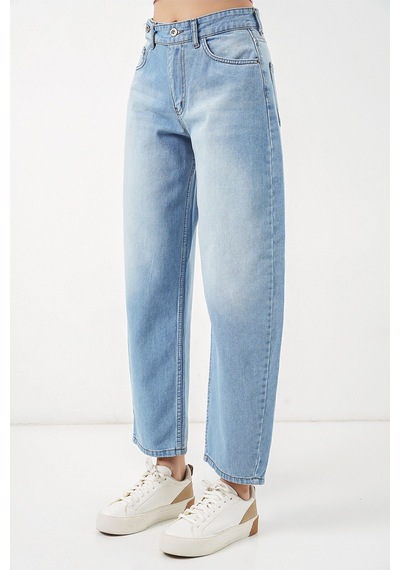 Hiccup Bdart Yüksek Bel Geniş Paça Jean Açık-orta Mavi Denim 05