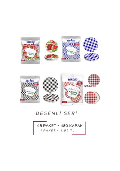 Sarkap 4 Paket 10'lu Hijyenik Poşetli Kavanoz Kapağı Seti 4 Desen 82 Mm Karışık Gönderim Diğer