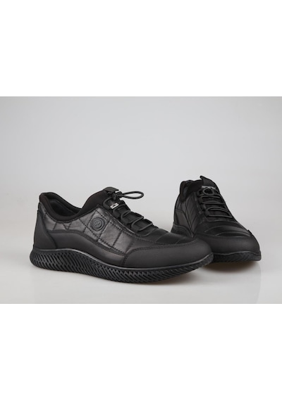 Komcero 3k0690 Hakiki Deri Siyah Erkek Günlük Ayakkabı Siyah