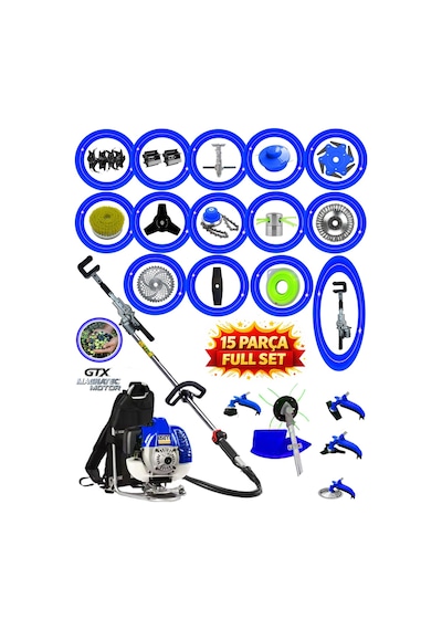 Eısenn ST900 Sırt Tırpan + Çapalama Seti + Zeytin Toplama 15 Parça Full Set