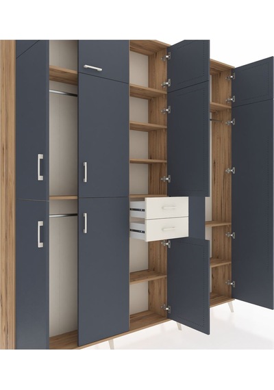 Arges Dolap 10 Raflı 2 Çekmeceli 3 Askılı 220x30x243 Çam-antrasit/aytaşı Antrasıt/aytası Arges Dolap 10 Raflı 2 Çekmeceli 3 Askılı 220x30x243 Çam-antrasit/aytaşı Antrasıt/aytası