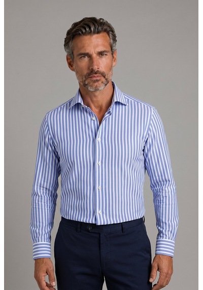 Bisse Mavi Regular Fit Cepsiz Uzun İtalyan Yaka Gömlek Gmczg261073 D35