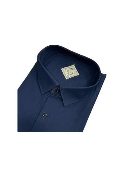 Eren Style Linen Keten Klasik %100 Cotton Kısa Kollu Terletmeyen Gömlek Lacivert
