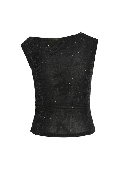 Jack & Jones Kadin Kayik Yaka Pariltili Bluz - Holly - 12282526 Black