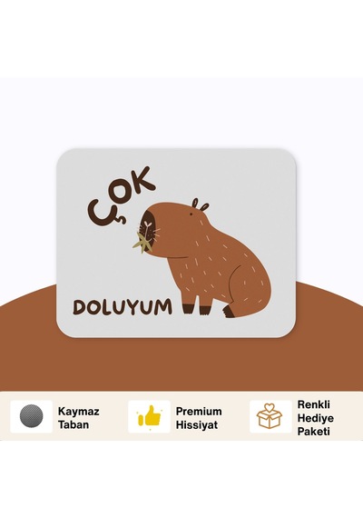 Tabloe Çok Doluyum Yazılı Eğlenceli Ofis Mouse Pad 23x19 Cm - Kaydırmaz Tabanlı Kaliteli Mousepad Gri