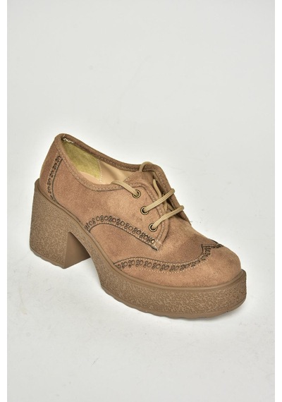 Fox Shoes T996157002 Vizon Süet Kalın Topuklu Kadın Ayakkabı vizon