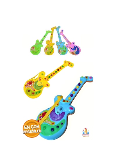 Pilli Işıklı Türkçe Sesli Müzikli Gitar - Yeni Sezon 36 Cm Gitar