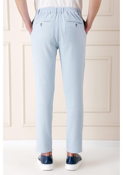 Efor Comfort Fit Beli Lastikli Balıksırtı Dokuma Casual Mavi Pantolon P 1155 Mavi