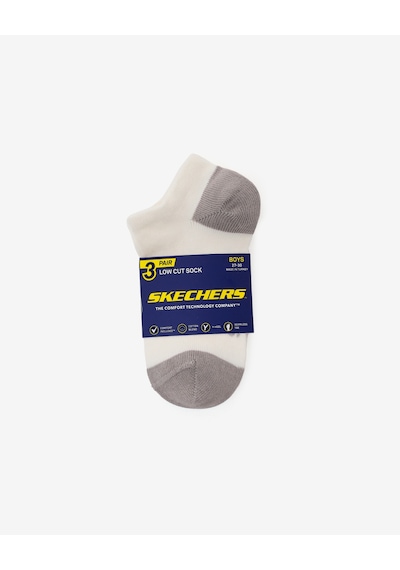 Skechers 3'lü Paket Colortips Bilekli Çorap Büyük Erkek Çocuk Beyaz Sk2520136-3474