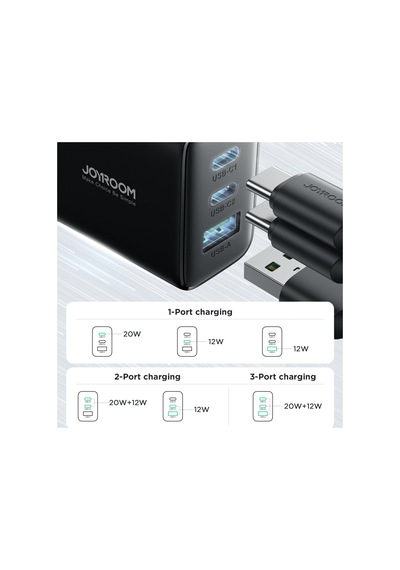 Joyroom TCF10 32 W 1 USB + 2 Type-C Hızlı Şarj Adaptörü