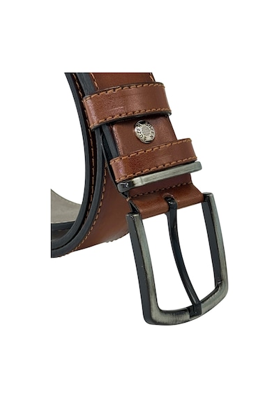 Süzer Deri 4 Cm. Spor Model Suni Deri Düz Renk Kenarları Dikişli Erkek Kemer Kahverengi Kahverengi