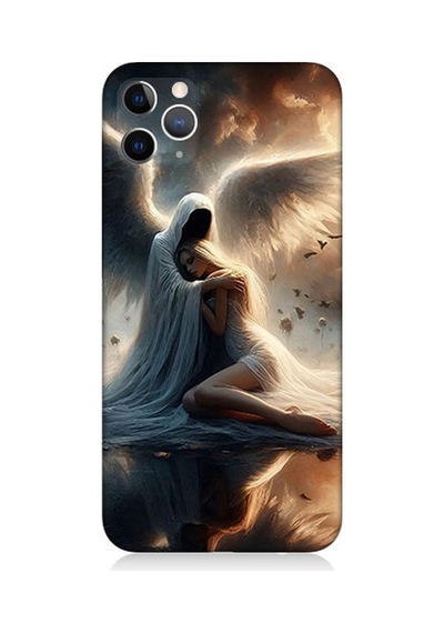 Apple Uyumlu iPhone 11 Pro Gökyüzünde Işık Meleği Desenli Silikon Kılıf Çok Renkli
