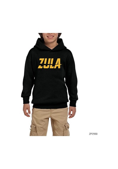 Zepplin Giyim Zula Player Siyah Çocuk Kapşonlu Sweatshirt