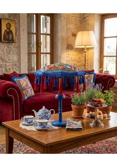 Missidea Sultania Ledli Dekoratif Bali Şemsiyesi Mavi