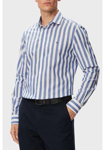 Tommy Hilfiger % 100 Pamuk Regular Fit Çizgili Gömlek Erkek Gömlek Mw0mw43757 C7f Mavi MAVİ