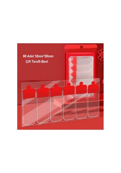 60 Parça Kolay Açılır Güçlü Çift Taraflı Bant 18mmx50mm 18cmx50cm