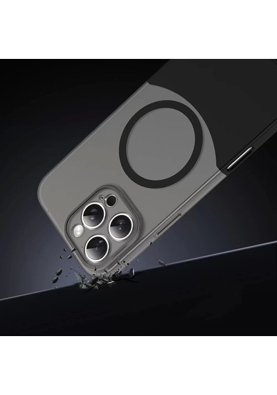Apple Uyumlu iPhone 16 Pro Kılıf Magsafe Şarj Kartlıklı Mıknatıslı Duble 1.7mm Kapak Kart Bölmeli Lacivert
