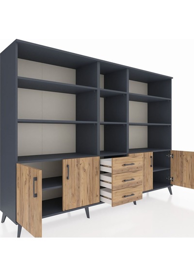 Hyperion Dolap 11 Raflı 3 Çekmeceli 4 Kapaklı 220x44x163 Antrasit-çam Atlas Çam - Antrasit Hyperion Dolap 11 Raflı 3 Çekmeceli 4 Kapaklı 220x44x163 Antrasit-çam Atlas Çam - Antrasit
