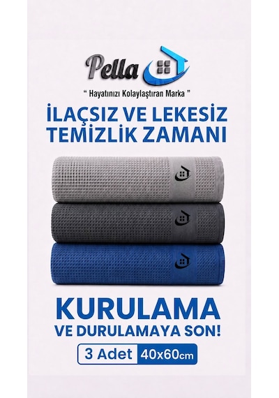 Pella Classic Mikrofiber Temizlik Bezi 3'lü 60 x 40 CM