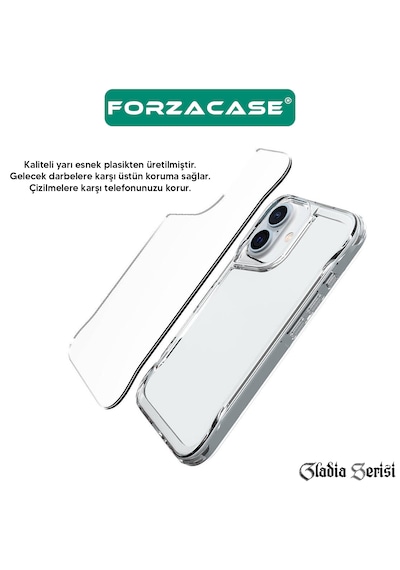 Forzacase Apple Uyumlu iPhone 17 Pro Max İle  Gladia Serisi Kamera Köşe Korumalı Sert Plastik Şeffaf Kılıf Şeffaf