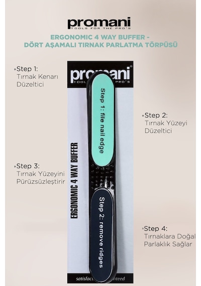 Promani Ergonomik 4 Aşamalı Tırnak Parlatma Törpüsü - Pr408 10602