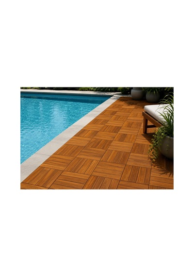 Solen Akasya Ahşap Yer Karosu 30x30x2,25 Cm 4 Dilimli Geçmeli Deck Karo Balkon, Teras, Bahçe Ve Duş Zemini 9 Adet 0,81 M²