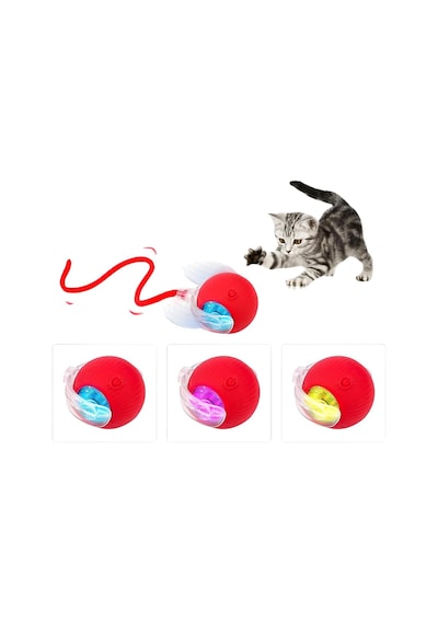 Hareketli Şarjlı Işıklı 360 Derece Dönen Akıllı Oyun Topu Kuyruklu İnteraktif Kedi Köpek Oyun Topu