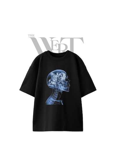 Thewert Floral Skull Tasarım Baskılı Ünisex Siyah Oversize T-shirt