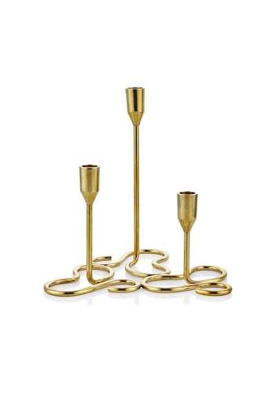 Lamedore Curve Brass 3'lü Mumluk 25x25x25,5 Cm Gold
