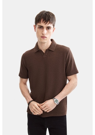 Backandbond Kahve Regular Fit Örme Polo Yaka Tişört