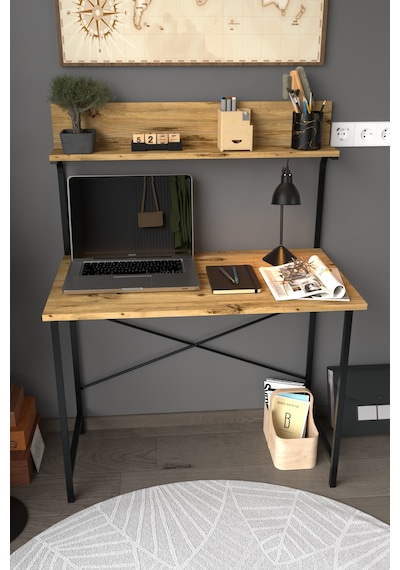 Parla Üstten Raflı Dekoratif Çalışma Masası 50x90 Cm Atlantik Çam