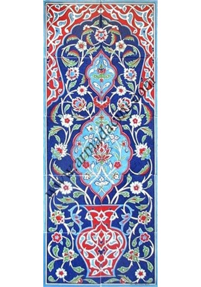 Armada Çini 40X100 Cm Ed 704 Kobalt Saksılı Eldekoru Çini Pano