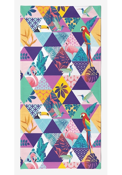 TROPICAL SUMMER Dijital Baskılı 75x150 Cm Plaj Havlusu Lacivert