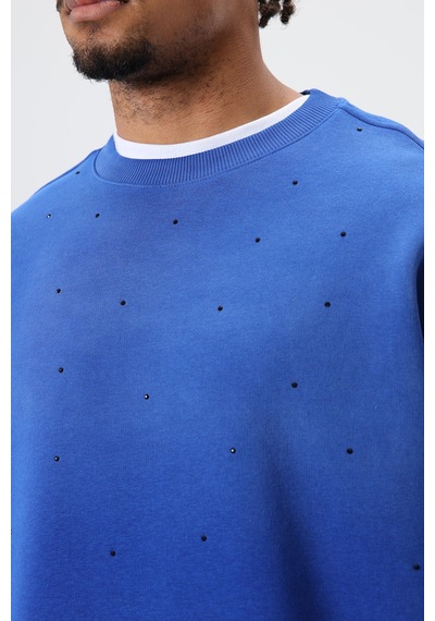 Vamos Yıkamalı Taş Detaylı Oversize Sweatshirt Saks