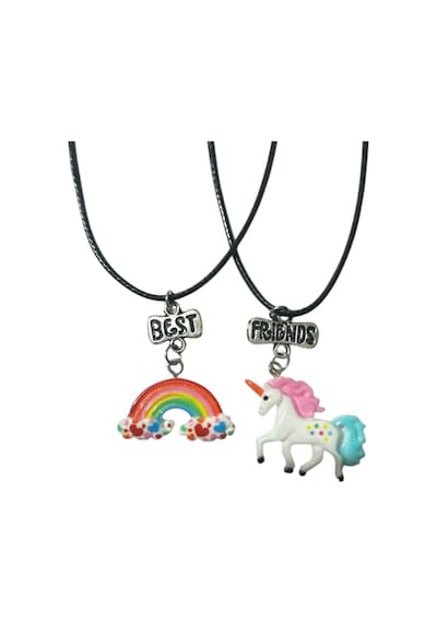 Unicorn Gökkuşağı İkili Çift Çocuk Kolyesi 2 Adet Çok renkli