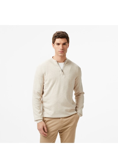 Nautica Erkek Krem Classic Fit Kazak Düz S57104t Krem