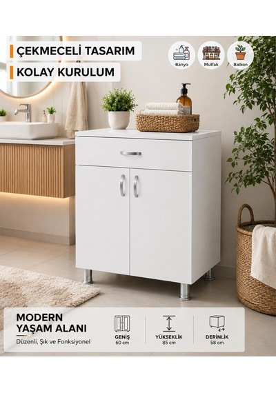 Tr Mutfak Set Altı Ocak Dolabı Beyaz Genel