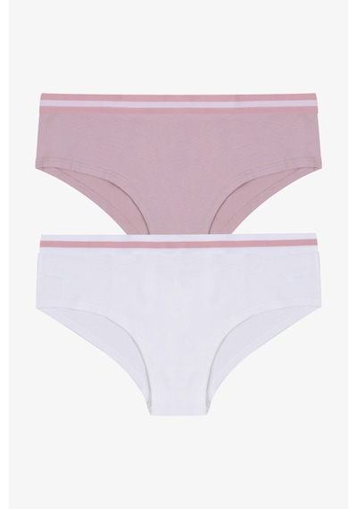 Kadın İkili Pamuklu Şardon Lastikli Hipster Külot Kk20301 Pudra