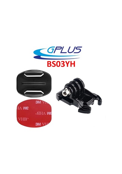 Gplus Bs02yh 3 Parça Flat Zemin Düz Yüzey Hızlı Tak Aksiyon Kamera 3m Yapışkanlı Motor Kask Bağlantı Seti Siyah