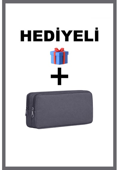 Kalem Kutusu Çift Gözlü Kalemlik Hediyeli Gri